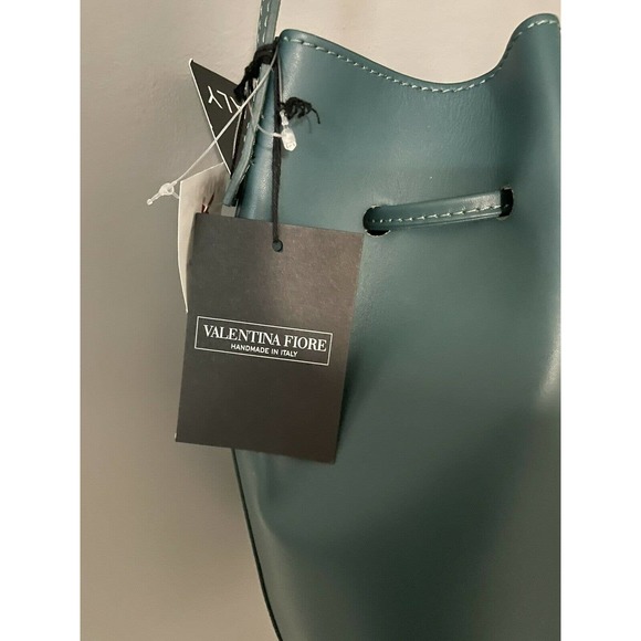 NWT Valentina Fiore Italian Handmade green leather tote bag stl 3159 - Picture 9 of 11